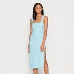 Abercrombie Wide Strap Sheath Midi Dress in Powder Blue Women's XS Tall $110